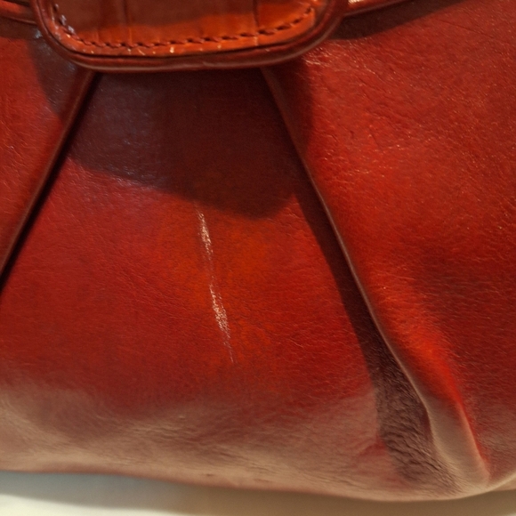 Brighton Red Leather croc Embossed shoulder bag 13.5"x10" EUC - Picture 3 of 14